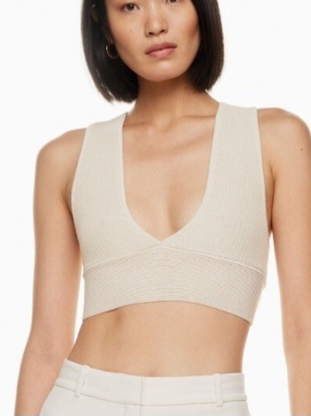Babaton Aritzia Sculpt Knit Cropped Tank Top Beige Size Small